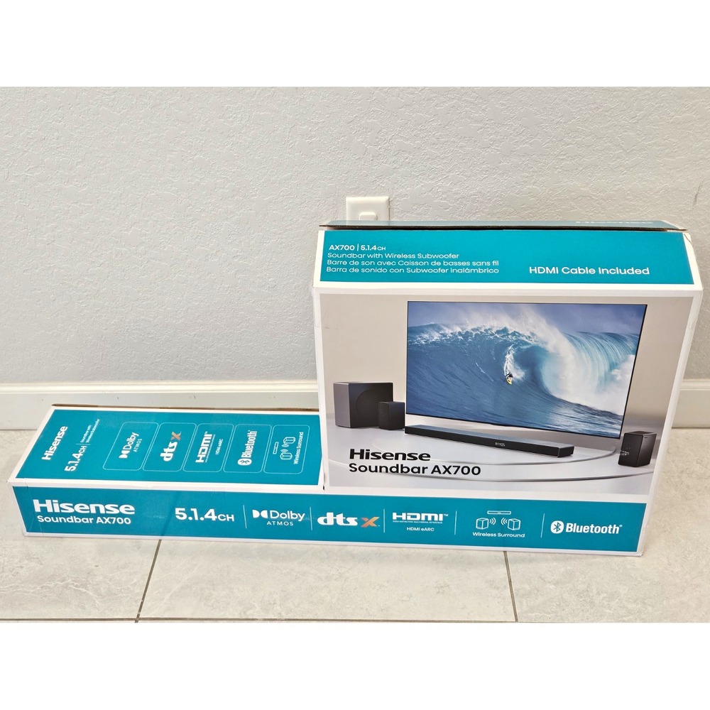 UNUSED EXCELLENT Hisense AX700 Soundbar 5.1.4 Dolby DTS X Sub Bluetooth HDMI